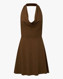 Halter Cowl Mini Dress | Brown
