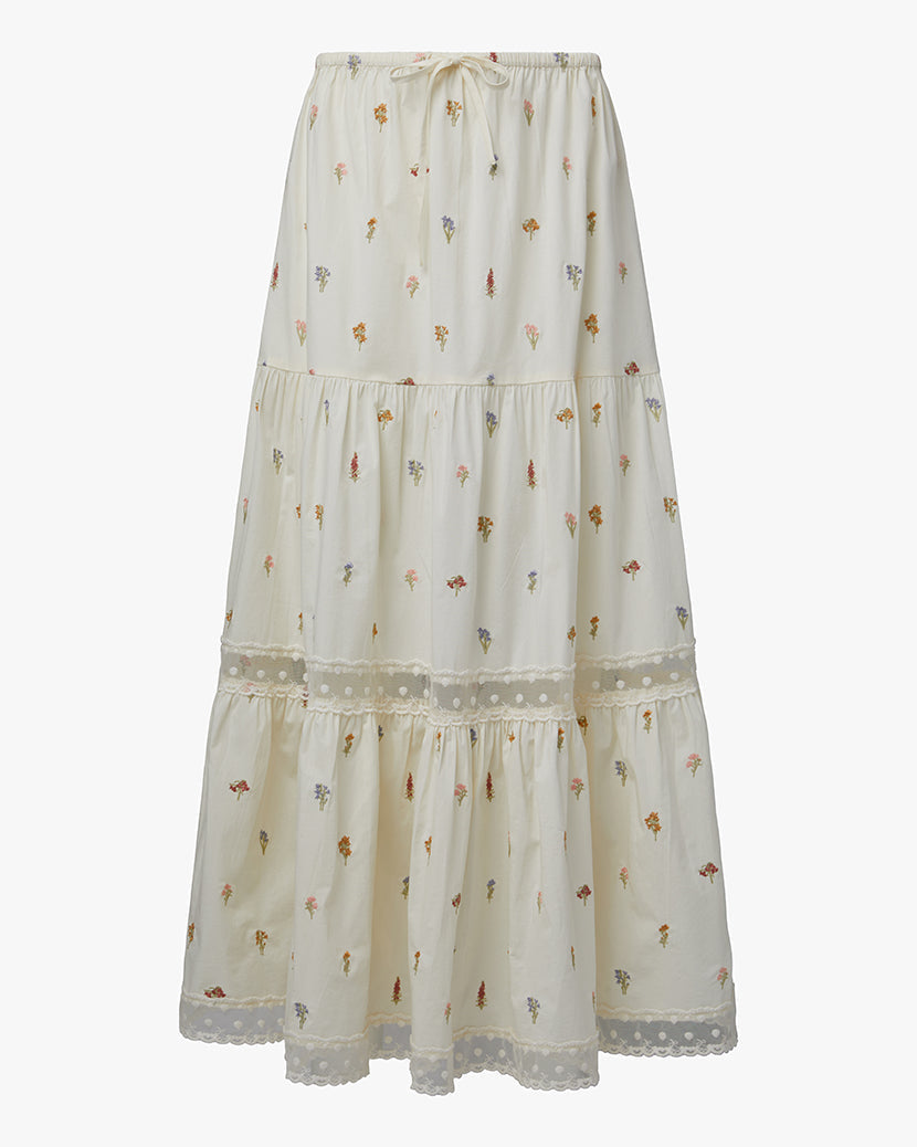 Midi Pull On Skirt | Antique White