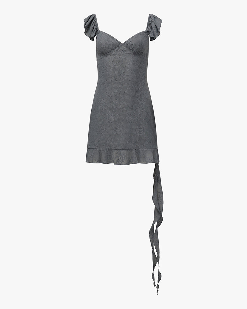 Asymmetrical Lace Mini Dress | Dusty Blue