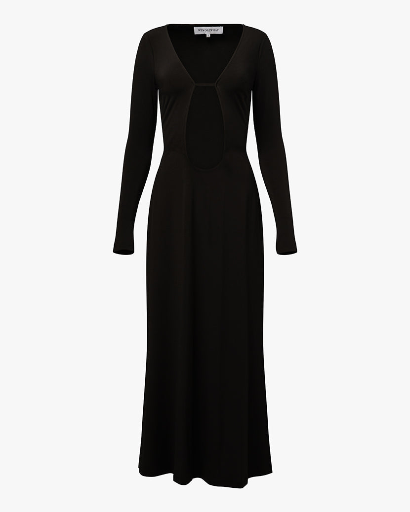Long Sleeve Cutout Maxi Dress | Black