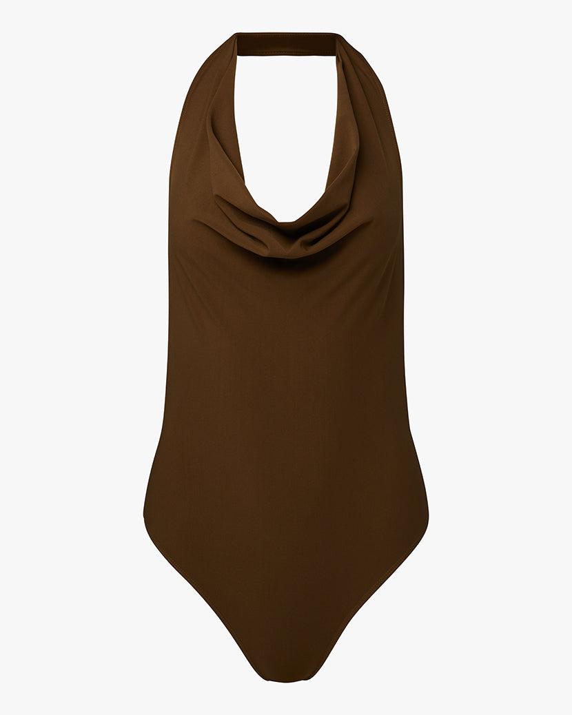 Cowl Neck Bodysuit | Brown