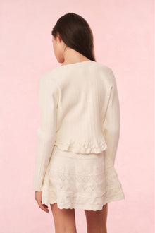 Girls Mari Knit Peplum Cardigan | Ivory