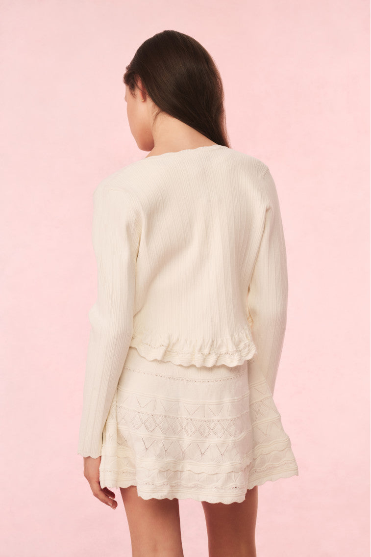 Girls Mari Knit Peplum Cardigan | Ivory