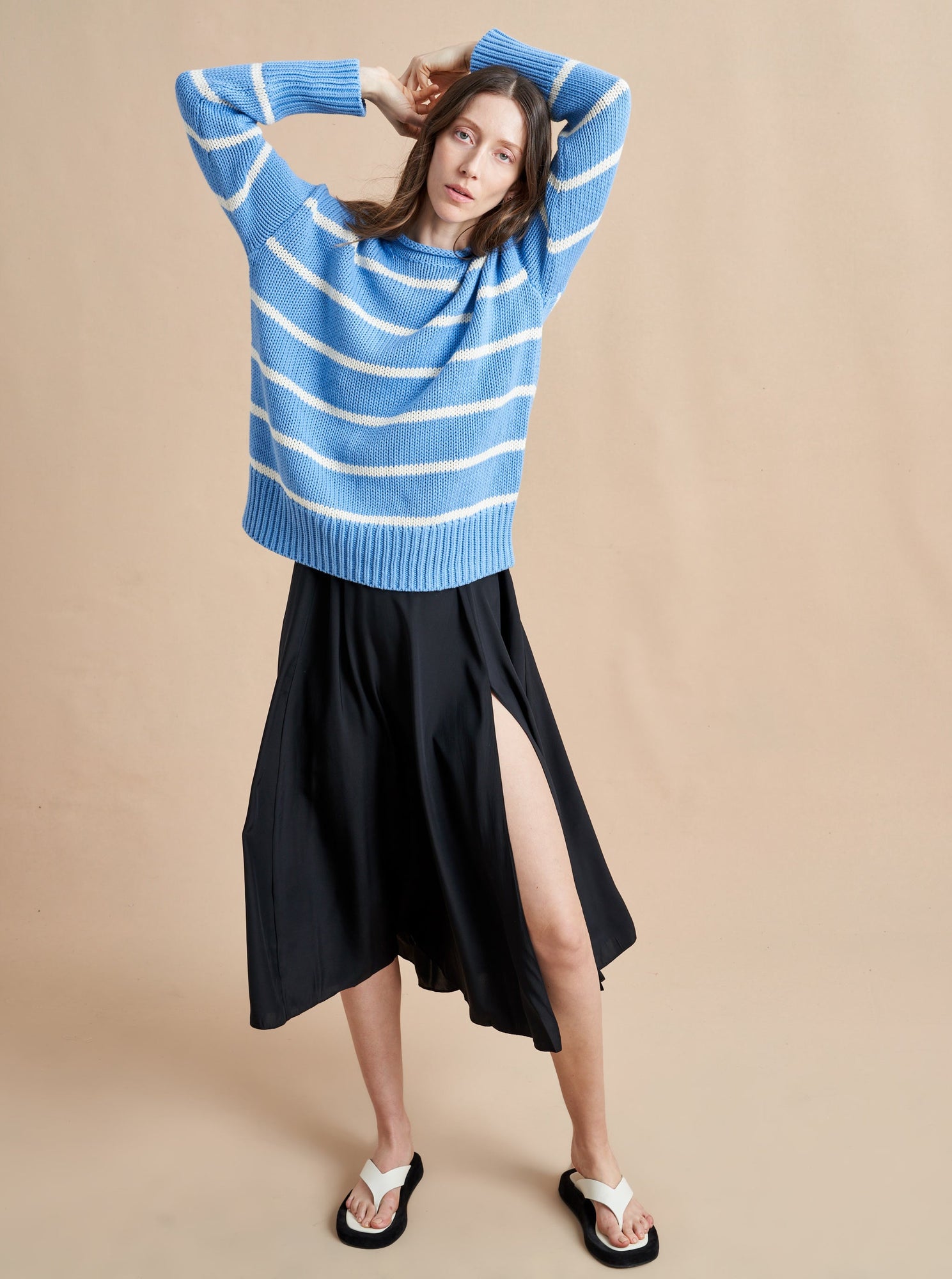 Marina Sweater | Cornflower x Cream