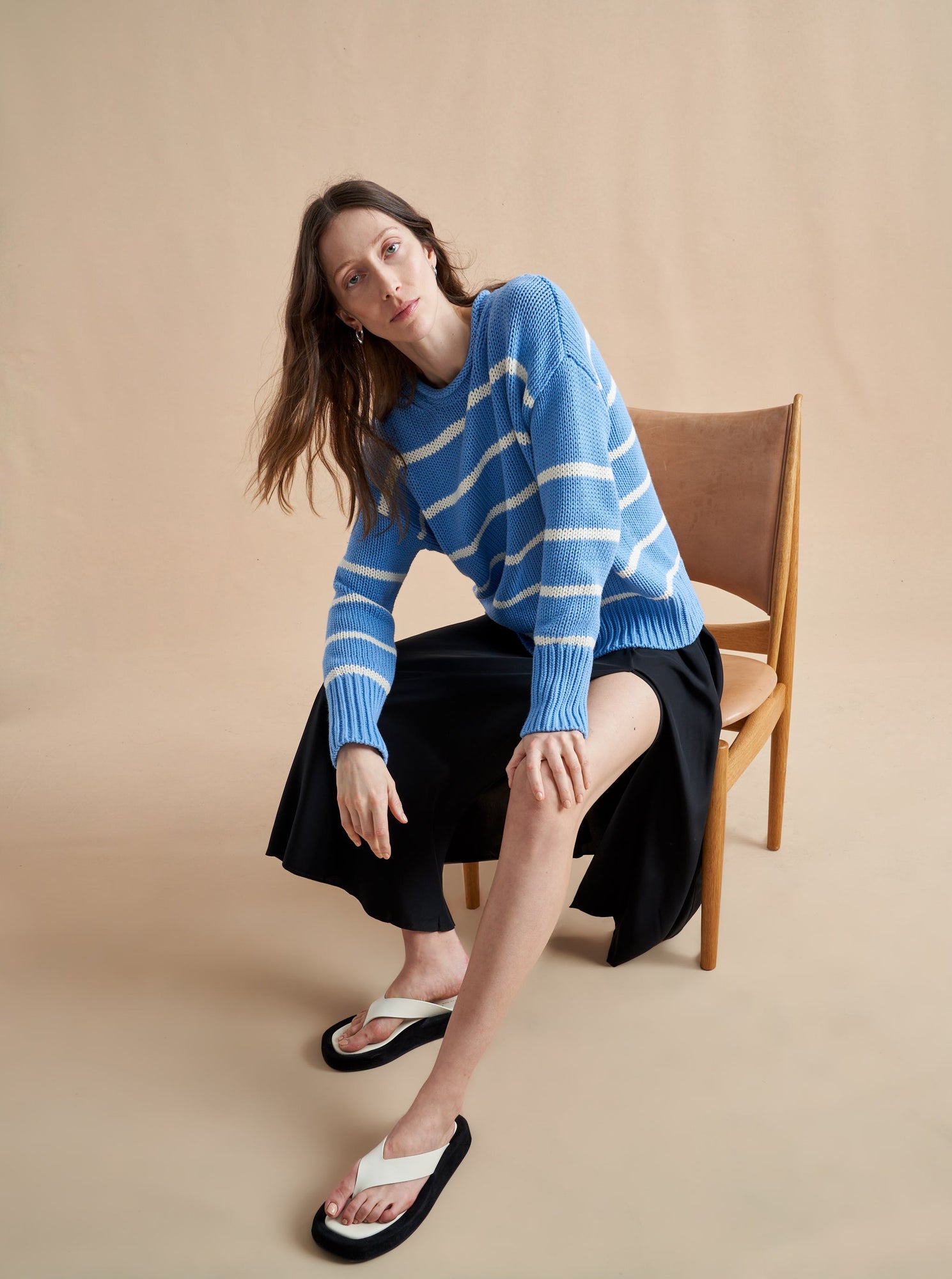 Marina Sweater | Cornflower x Cream