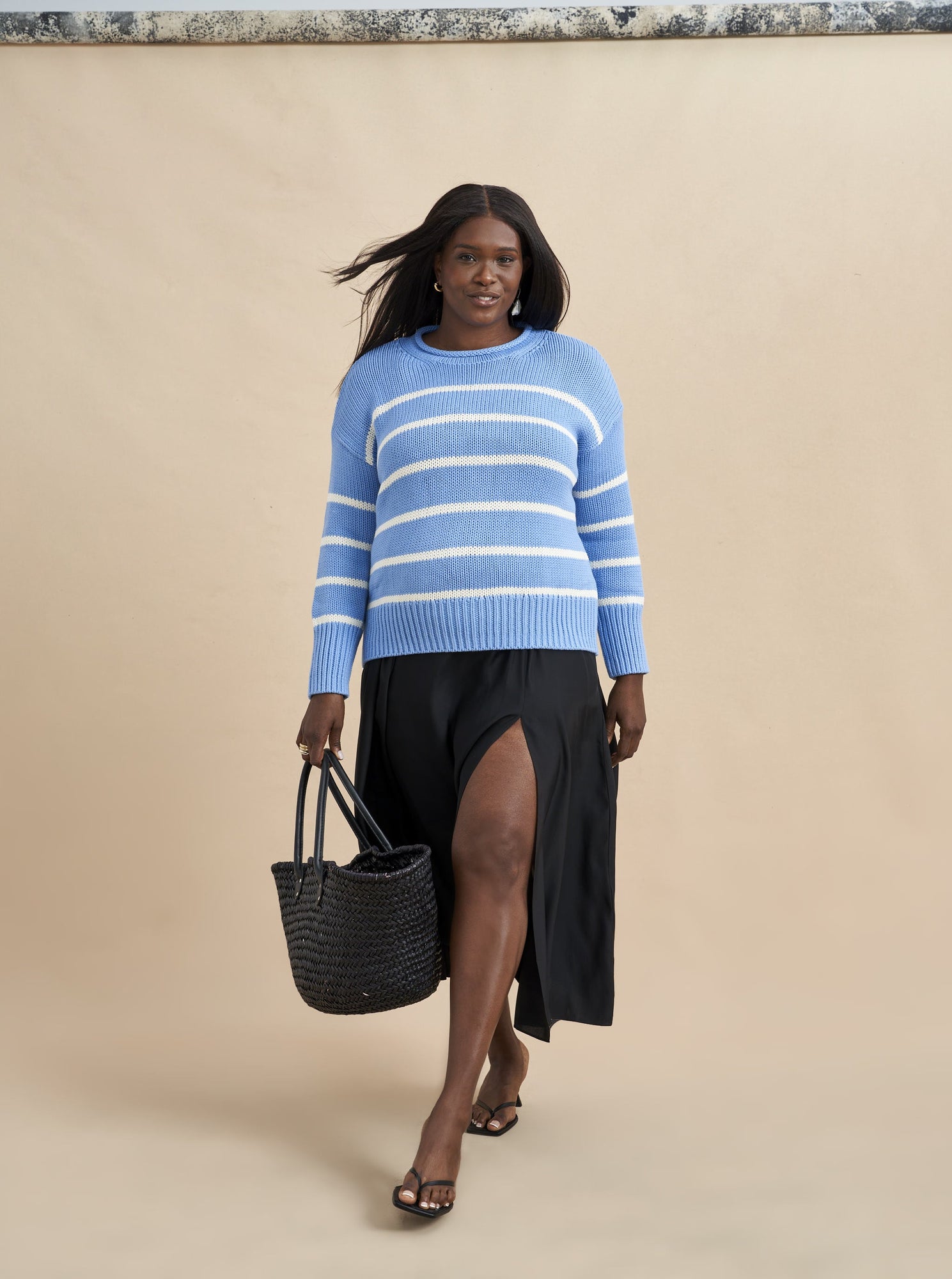 Marina Sweater | Cornflower x Cream
