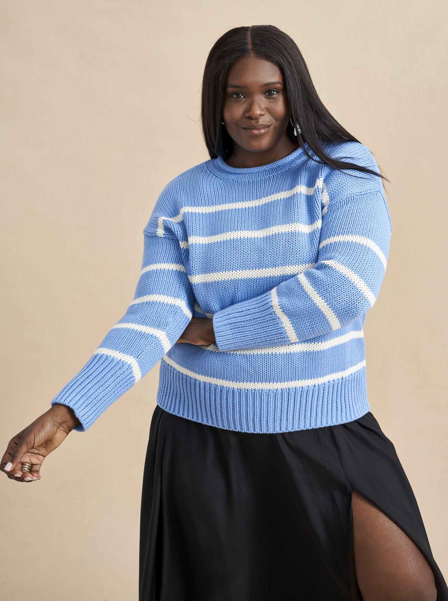 Marina Sweater | Cornflower x Cream