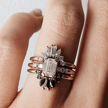 Women | Black Diamond Gemma Ballerina Ring | 14k White Gold