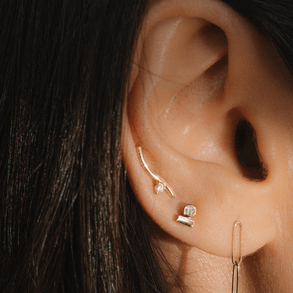 Women | Large Floating Studs | 14k Rose Gold