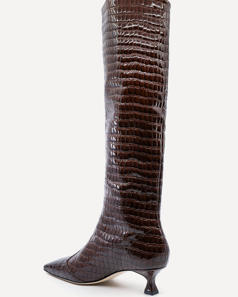 Maverick Calf Boot | Burgundy Crocodile