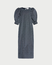 Maxwell Dress in blue ditsy floral cotton.