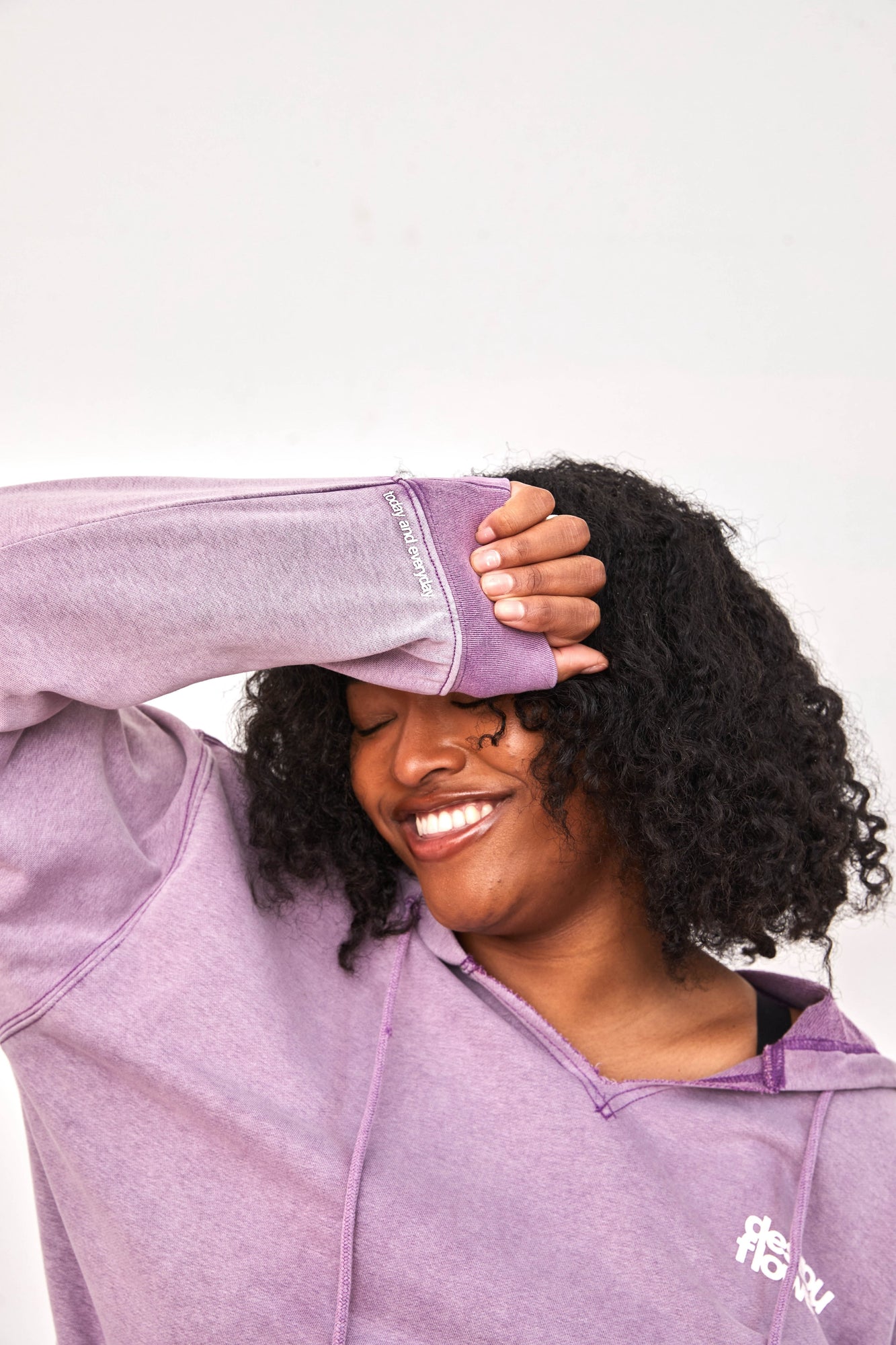 You Deserve Flowers Relaxed Notch-Neck Hoodie | Vintage Lilac
