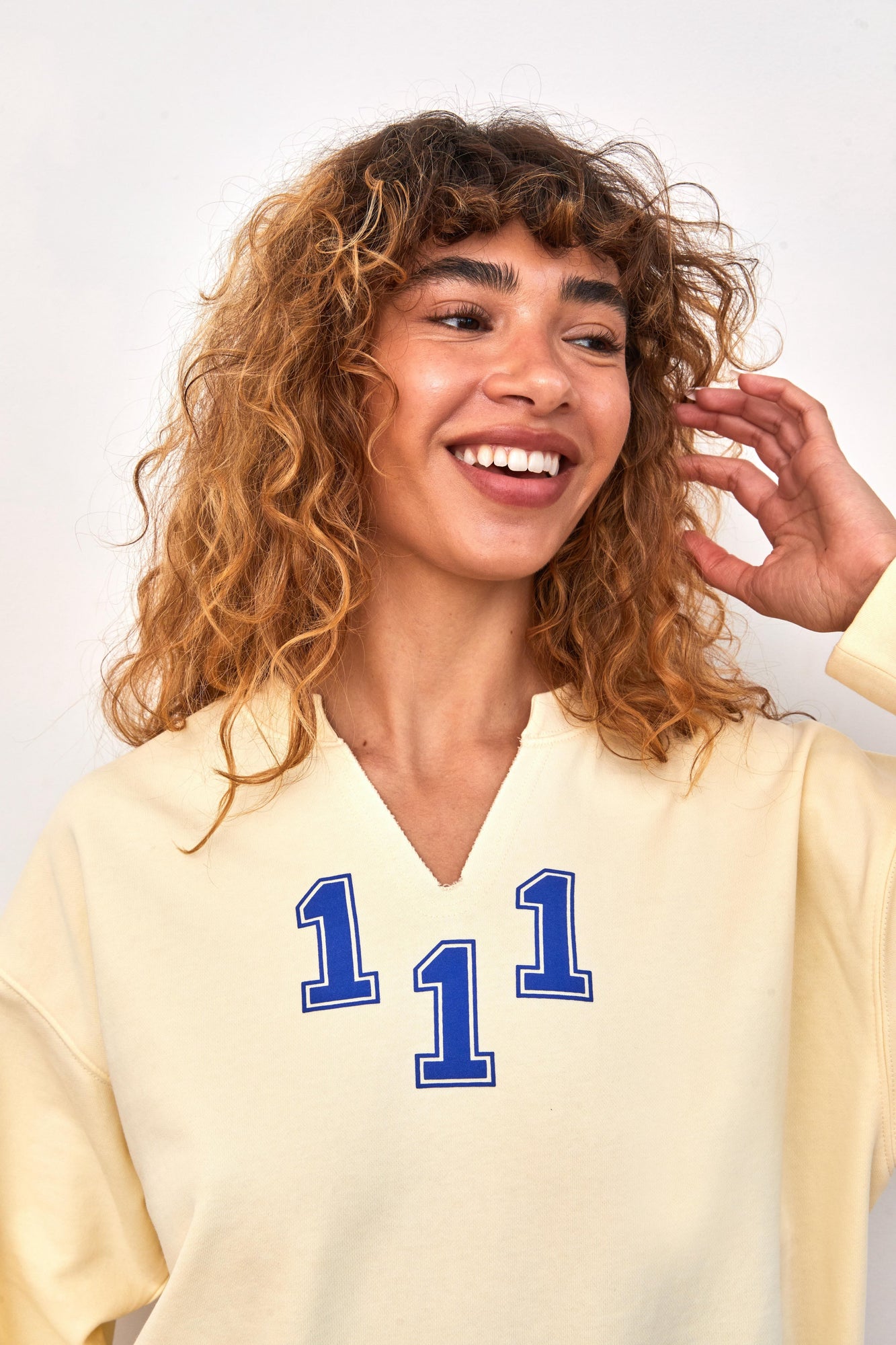 Mayfair Athletic Department Notch-Neck Sweatshirt | Buttercream