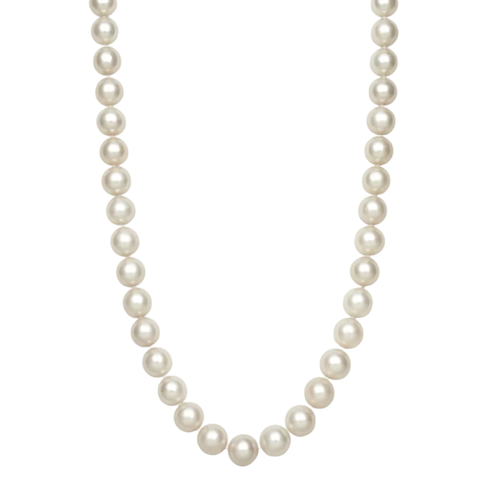 Round Strand Necklace | 14K Yellow Gold | White Akoya Pearl9mm - 10mm
