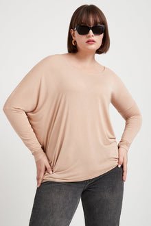 Off Shoulder Drape Tunic | Light Beige