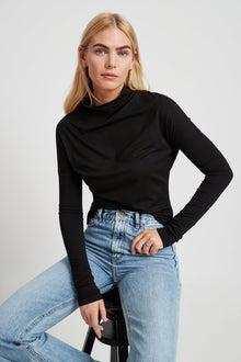 Denver Mock Neck Top | Black