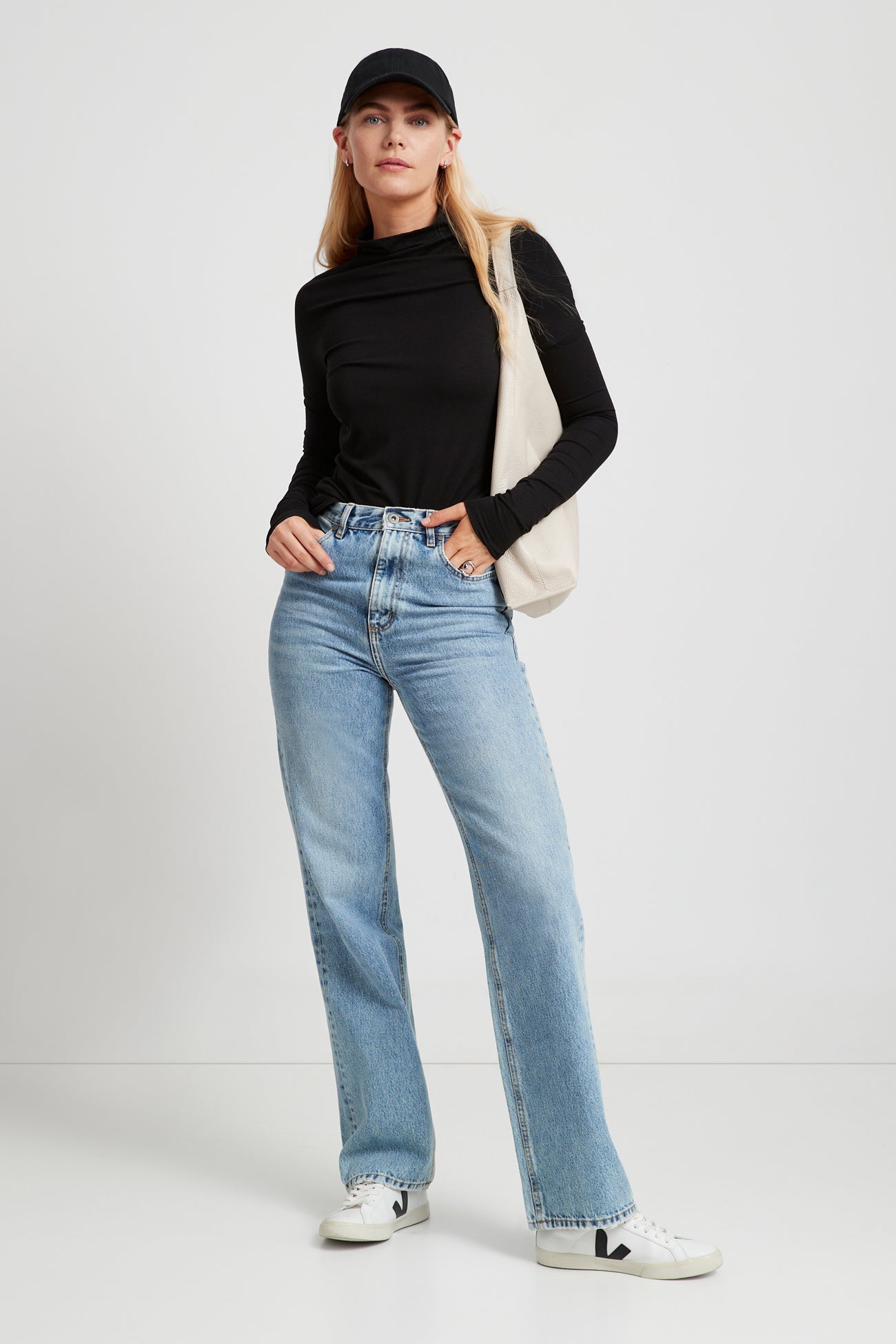 Denver Mock Neck Top | Black