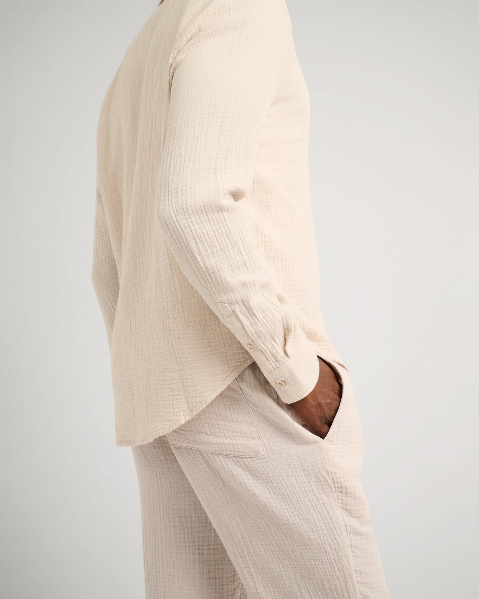Mens | Cotton Gauze Pull-on Pant | Stone