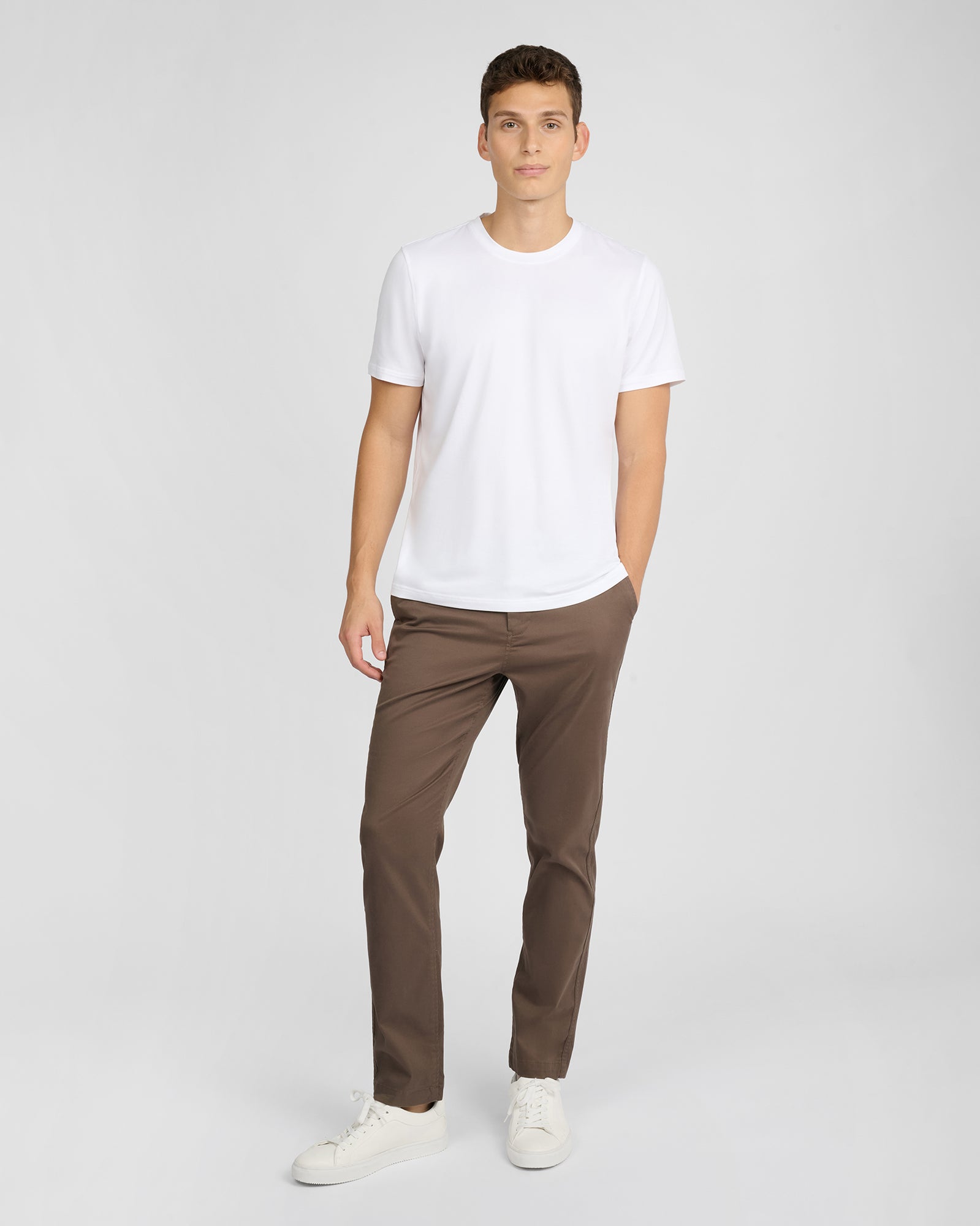 Mens | Flat Front Stretch Chino Pant | Noir Navy/White