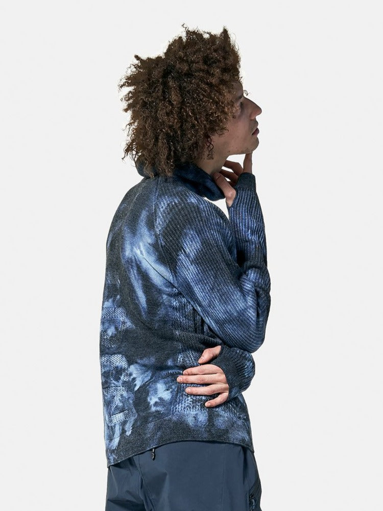 Man Balaclava Sweater - Navy Wave Dye