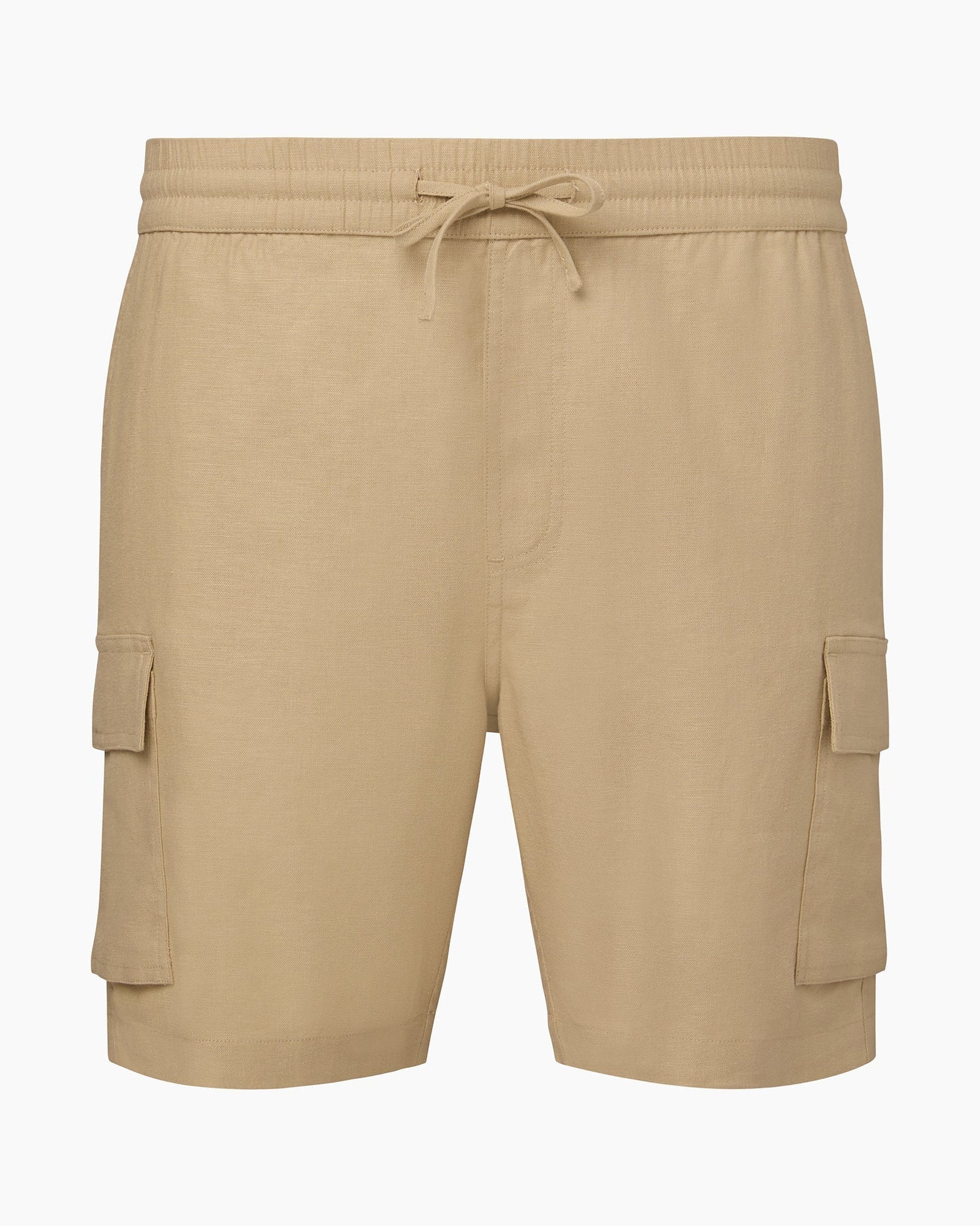 Mens | Stretch Linen Pull-On Cargo Short | Oat