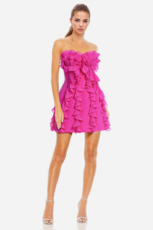 ONE33 SOCIAL | The Khefri Strapless Chiffon Cocktail Dress | Pink