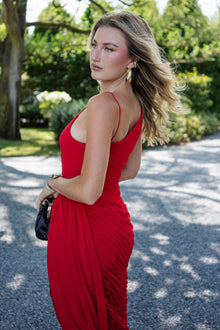 ONE33 SOCIAL | The Adeline Red Spaghetti Strap Cocktail Dress | Red