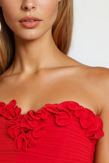 ONE33 SOCIAL | The Mia Strapless Ruffled Mini Dress | Red