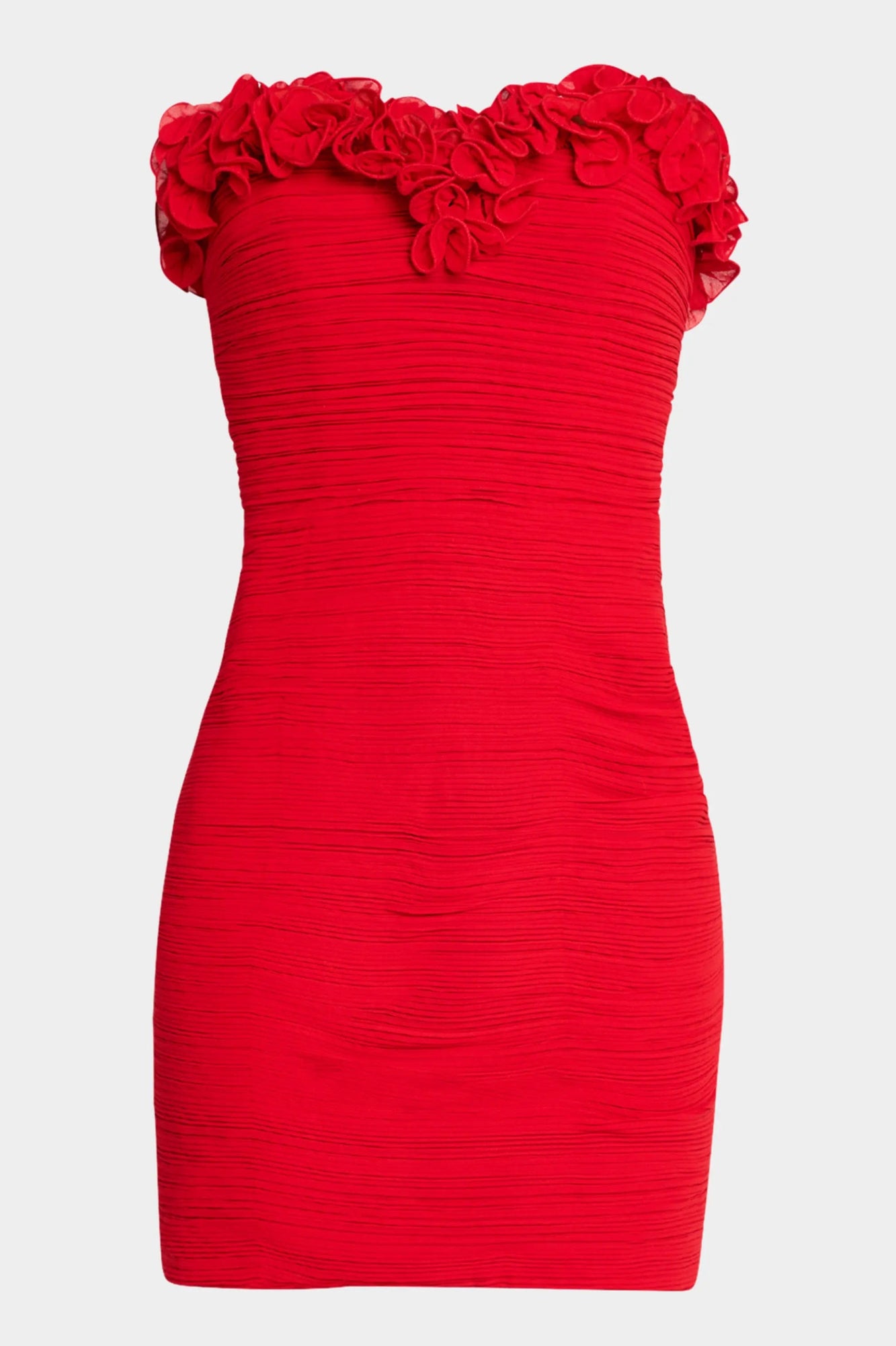 ONE33 SOCIAL | The Mia Strapless Ruffled Mini Dress | Red