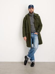 Men | Irving Trench Coat | Water Resistant Nylon Army Olive