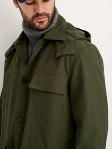 Men | Irving Trench Coat | Water Resistant Nylon Army Olive