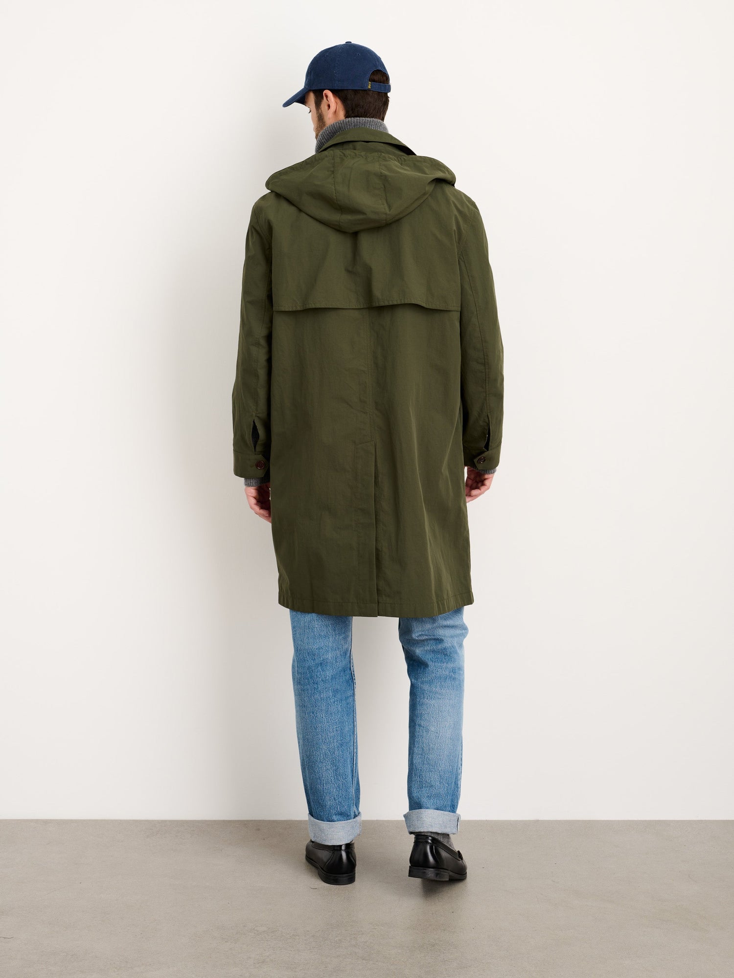 Men | Irving Trench Coat | Water Resistant Nylon Army Olive