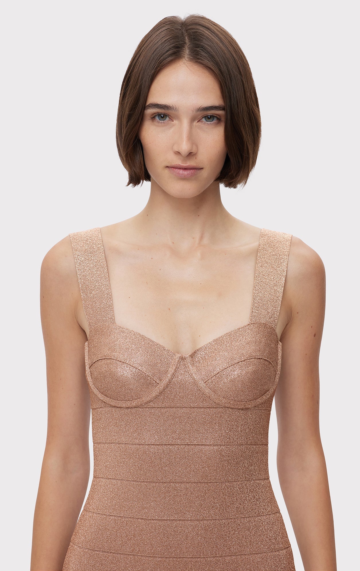 Disco Knit Bustier Mini Dress | Metallic Bare