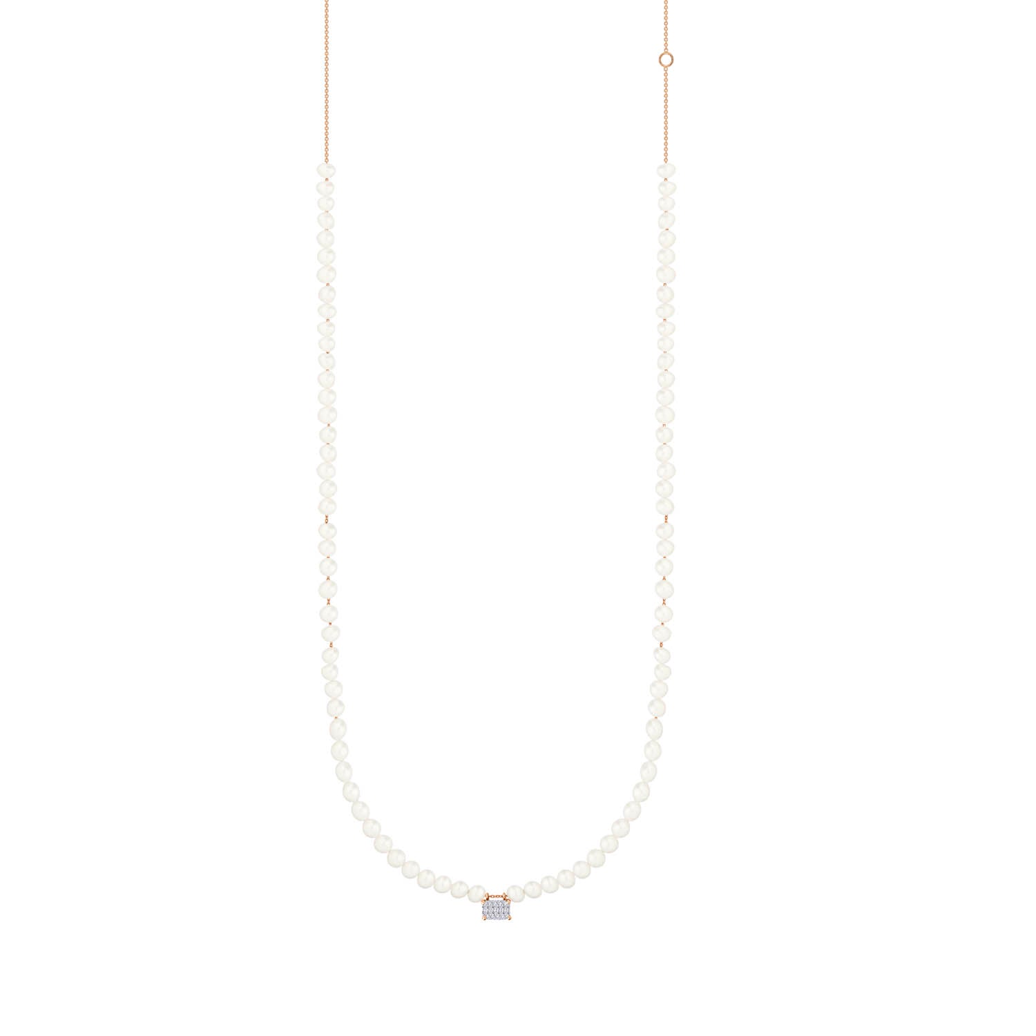 Mini Midnight Pearl & Diamond Necklace | 18K Rose Gold