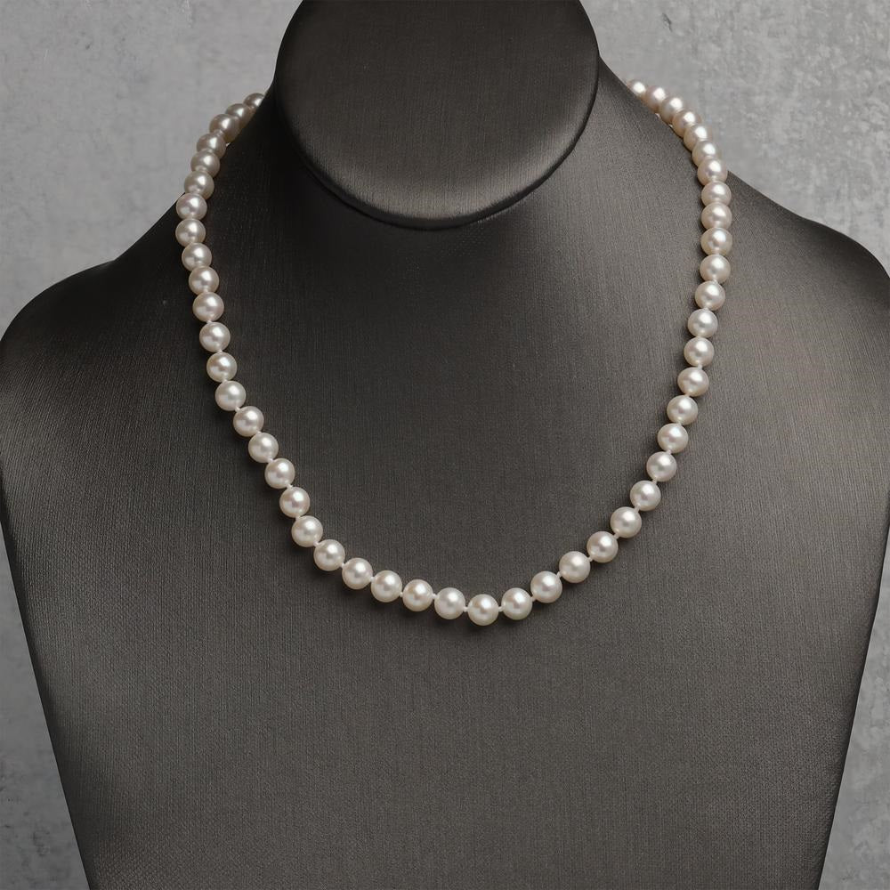 Round Strand Necklace | 14K Yellow Gold | White Freshwater Pearl7mm - 8mm