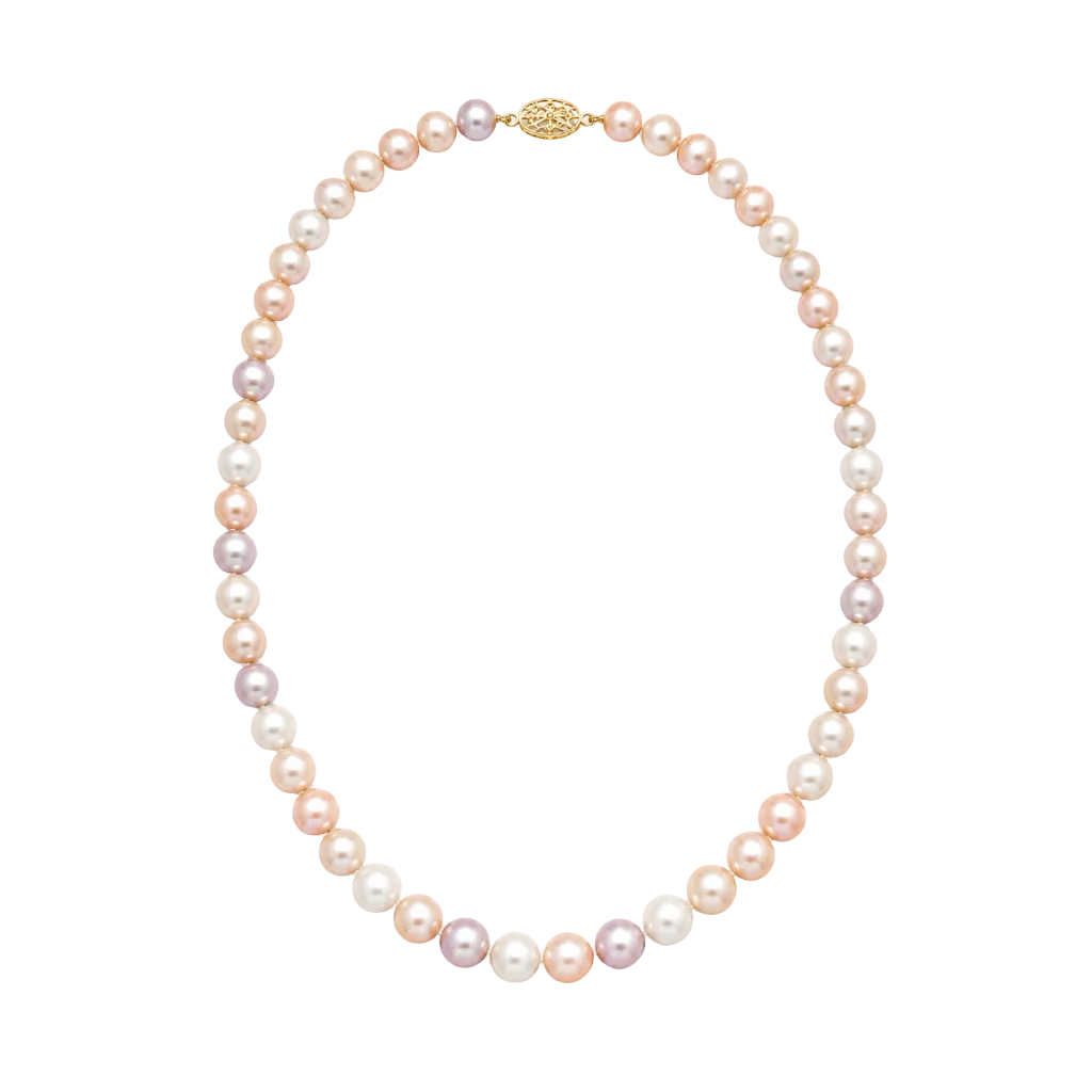 Round Strand Necklace | 14K Yellow Gold | White Freshwater Pearl9mm - 10mm