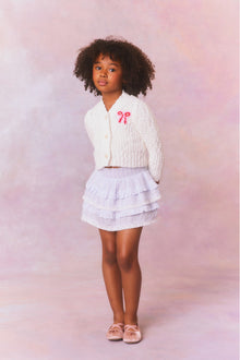 Girls Menna Bow Cardigan | White