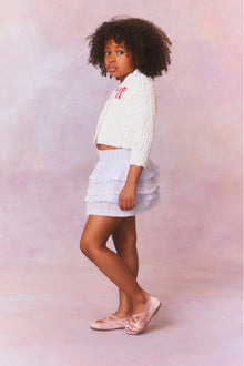 Girls Menna Bow Cardigan | White