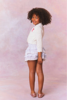 Girls Menna Bow Cardigan | White