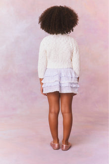 Girls Menna Bow Cardigan | White