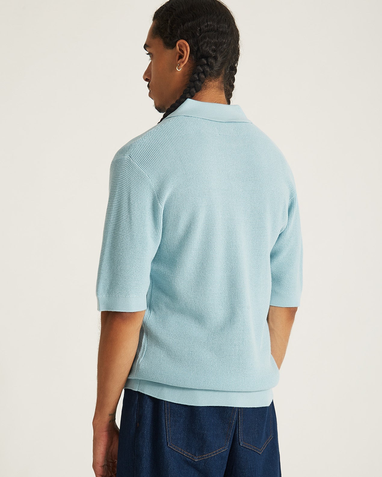 Dusty Turquoise | Alex Merino Wool Open Placket Polo