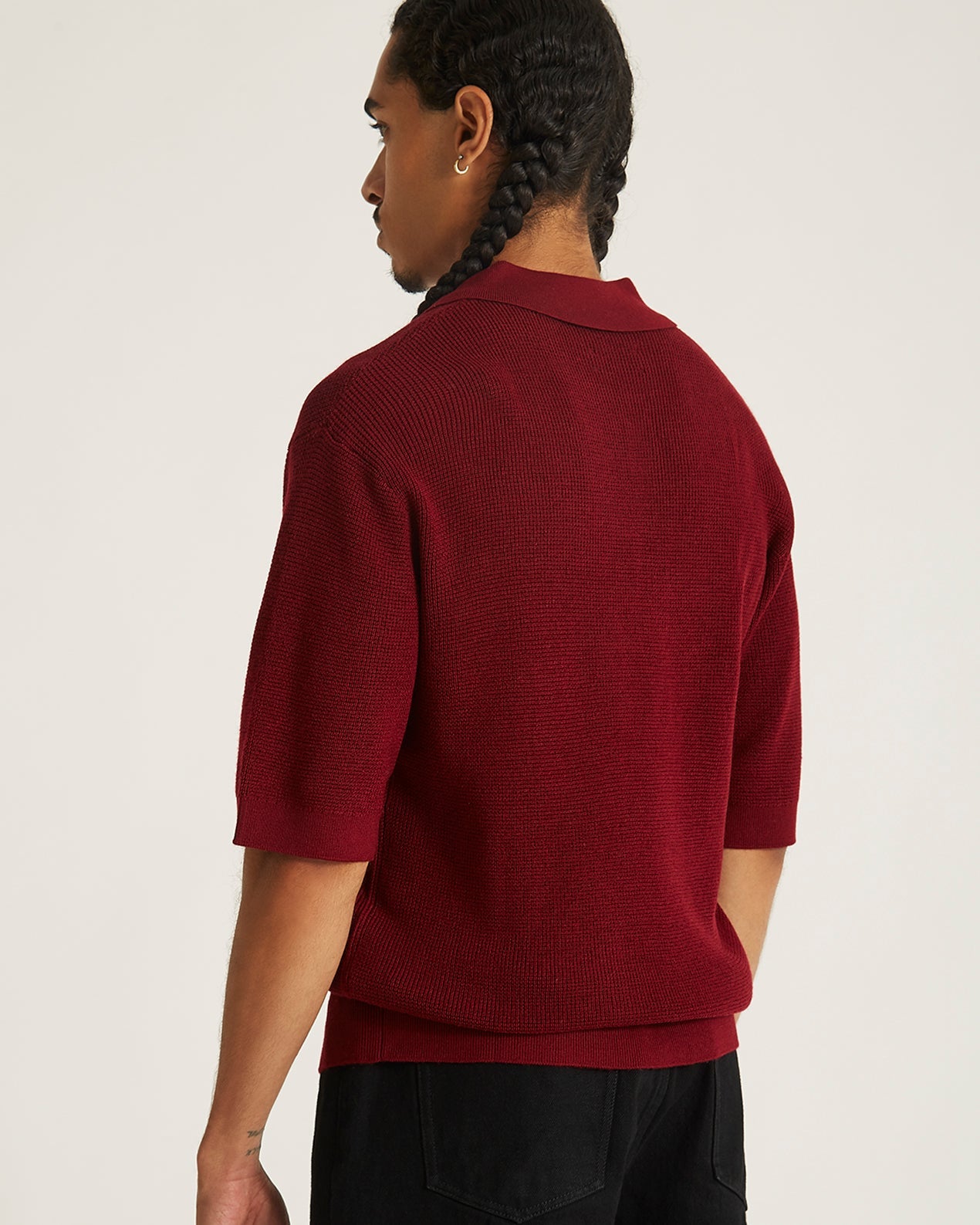 Mens | Alex Merino Wool Open Placket Polo | Rhubarb