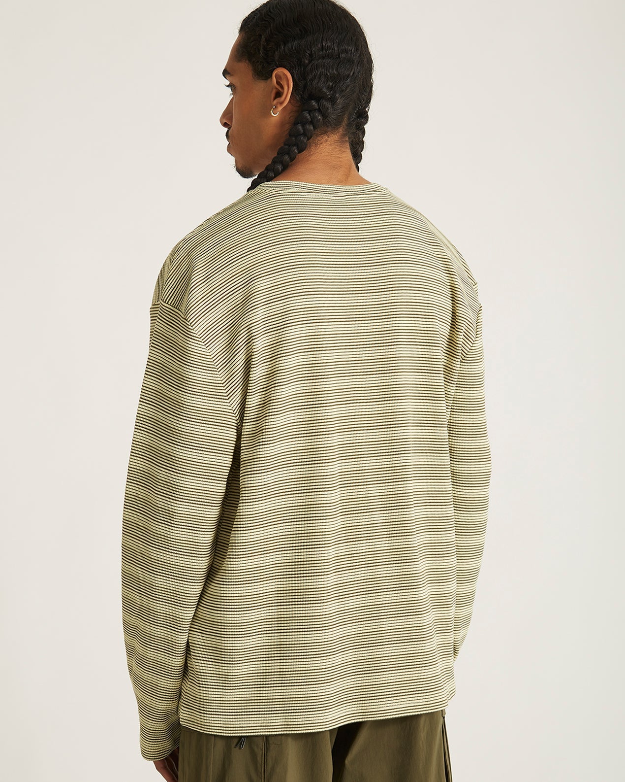 Mens | Striped Waffle Relaxed LS Tee | French Vanilla