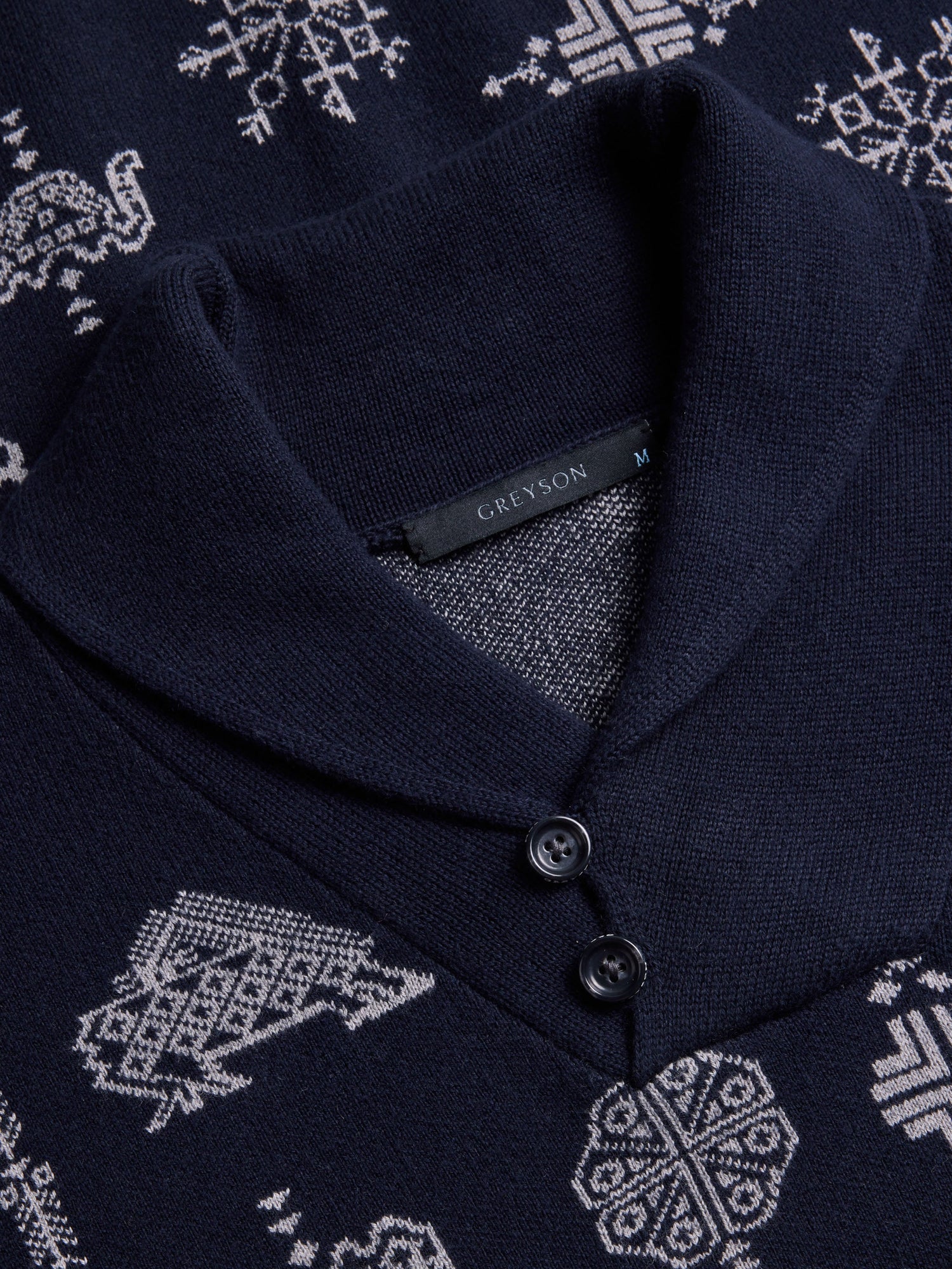Men | Woven Spirits Shawl Collar Sweater | Maltese Blue