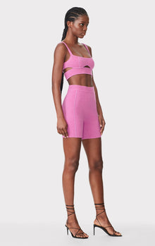 Mohair High Waist Double Knit Bike Shorts | Carnation