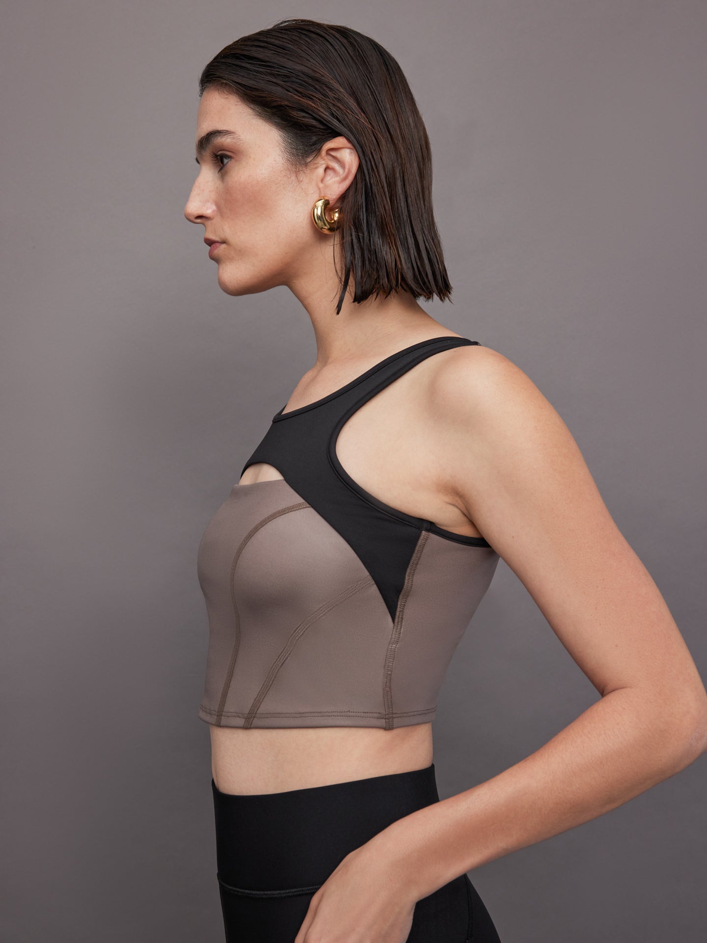 Michi | Fusion Gloss Bustier | Bronzed Pewter/Black