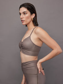 Michi | Palma Gloss Longline Bra | Bronzed Pewter