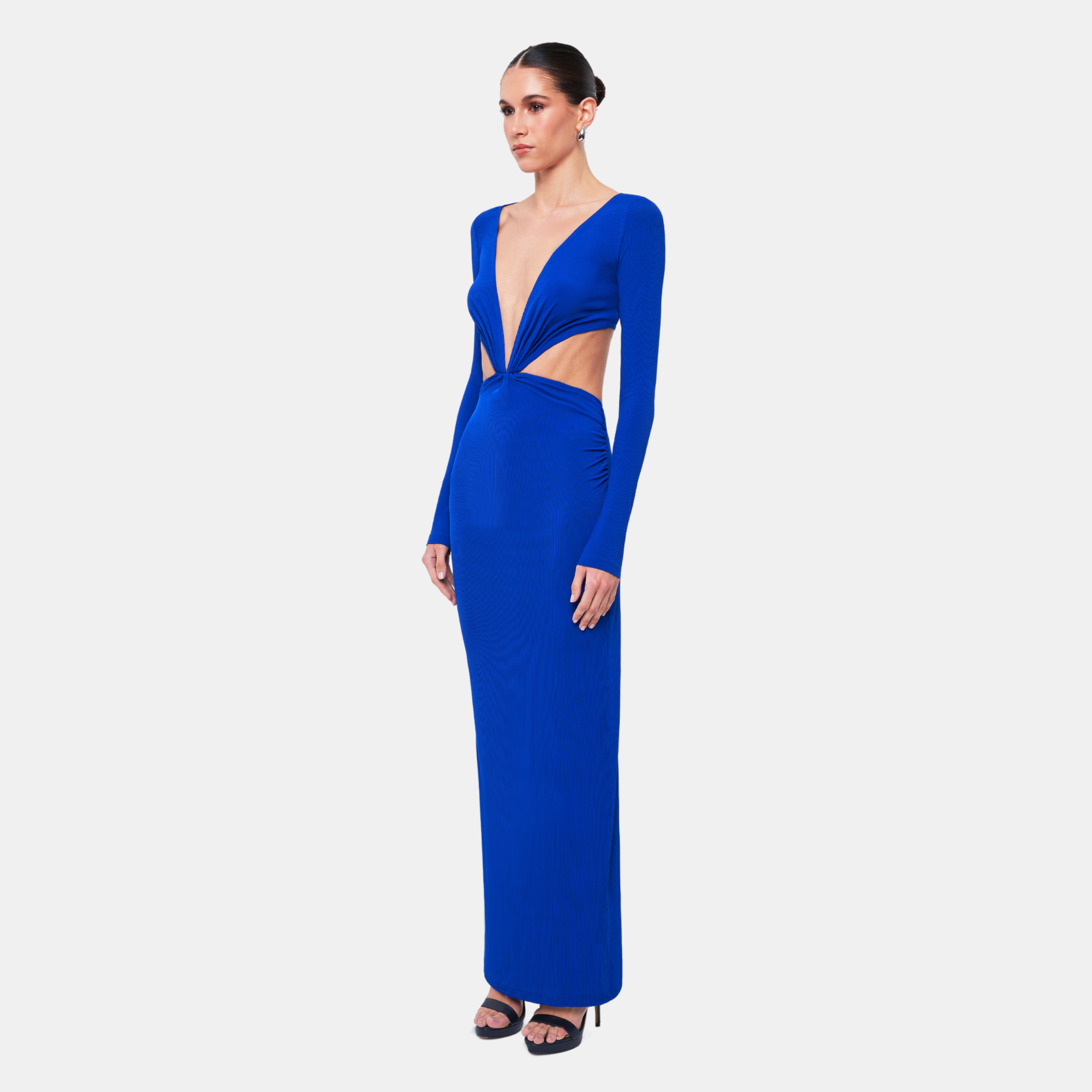 midnight blue maxi dress Beauut Cassie v-neck maxi dress in midnight blue