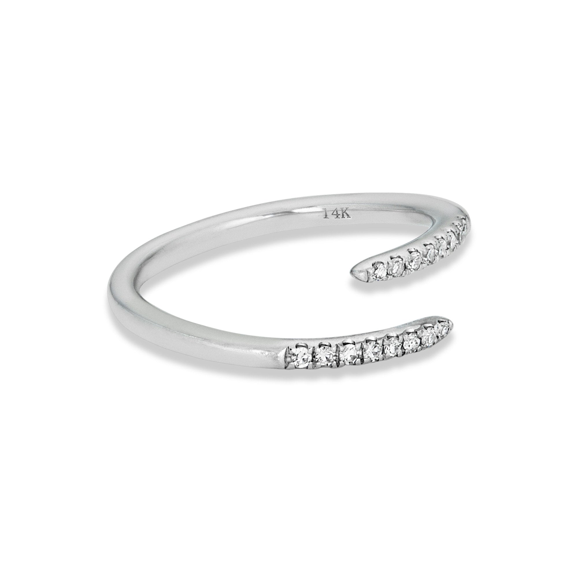 Mini Coil Pavé Pinky Ring, White Gold | 14K Solid White Gold