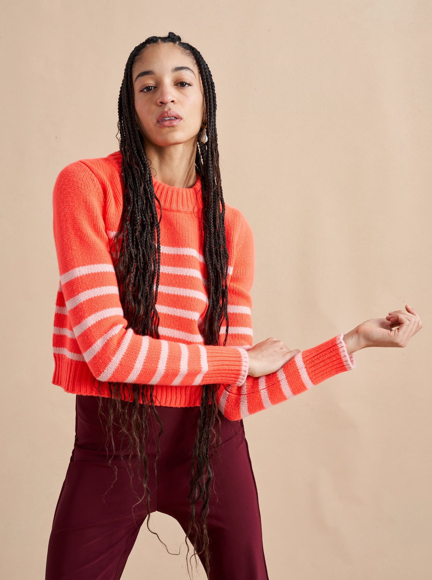 Mini Marin Sweater | Hot Coral x Pink